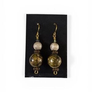 Handmade Gold and Brown Beaded Earrings